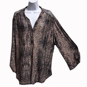 PerSeption Women Sheer Animal Print Blouse Size 1X